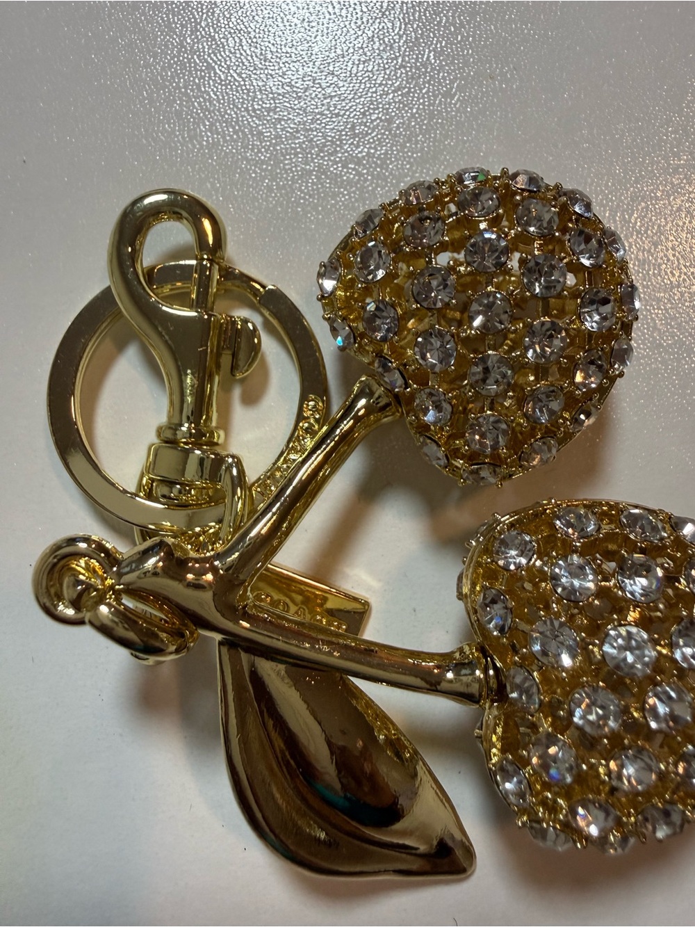Coach Gold-Tone Crystal Cherry Brooch Pin